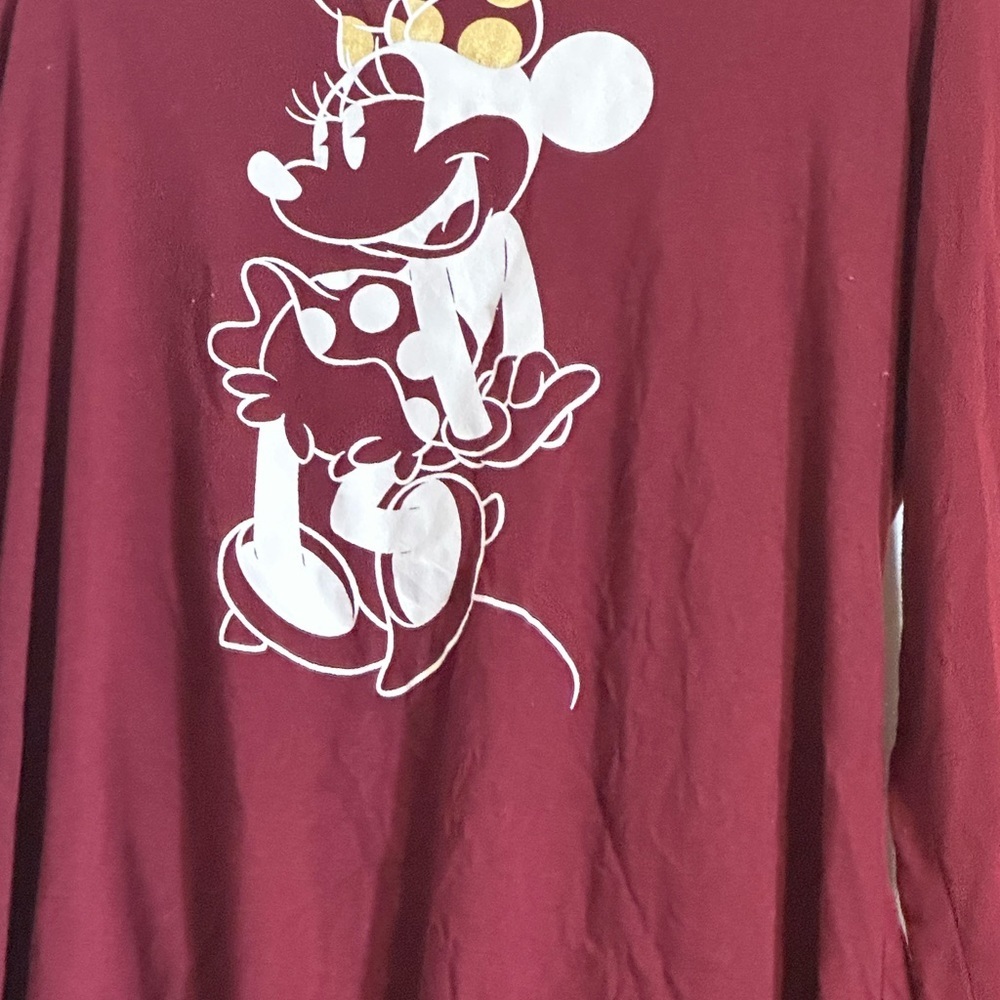 Women’s Burgundy  Disney Minnie Mouse Long-Sleeve Shirt Size: XXL